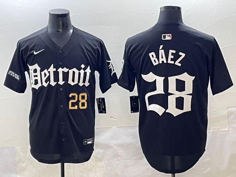 Men 2025 Detroit Tigers #28 Baez Black Five generations Joint Name Nike MLB Jersey style 3->detroit tigers->MLB Jersey